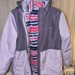Eddie Bauer Kids Gray and Lavender Puffer Jacket